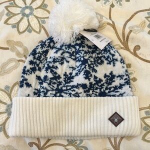 Blue and White Spyder Beanie with Pom